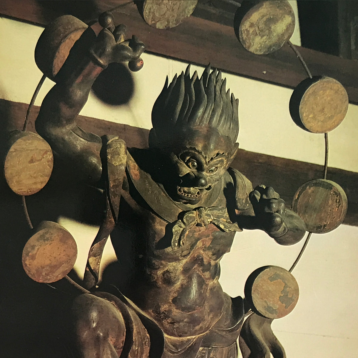 Japanese Large Postcard Raijin Thunder God Vtg Kyoto Sanjusangendo Color PC211-AD - Photo-chidorivintage.com