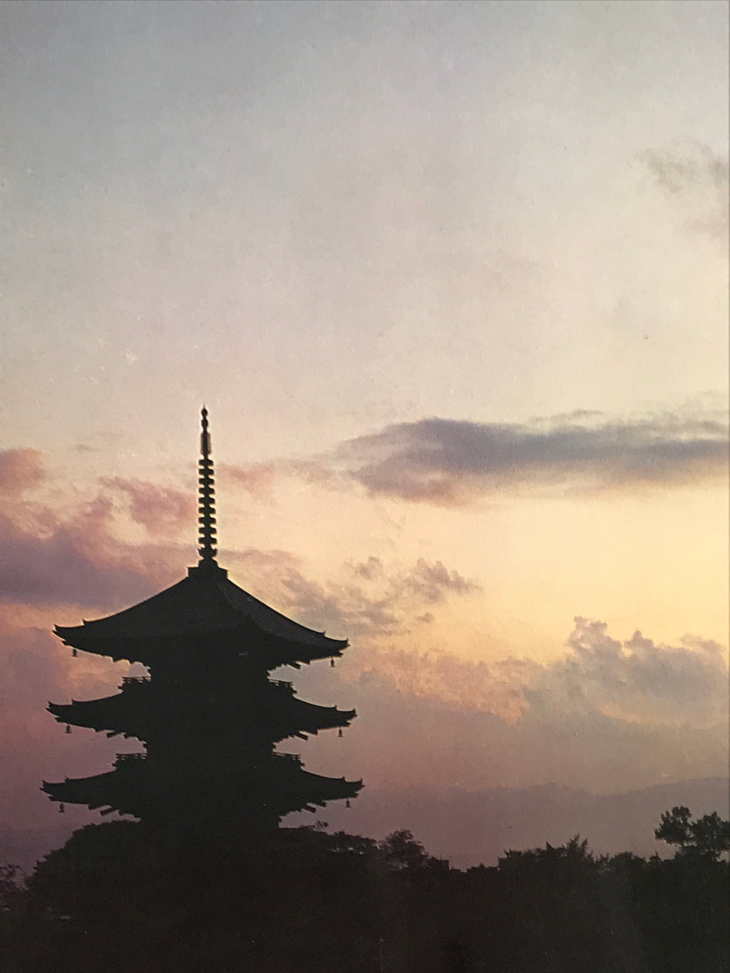 Japanese Large Postcard Toji Temple Vtg Kyoto Buddhist Sunset Pagoda Color PC212-AD - Photo-chidorivintage.com