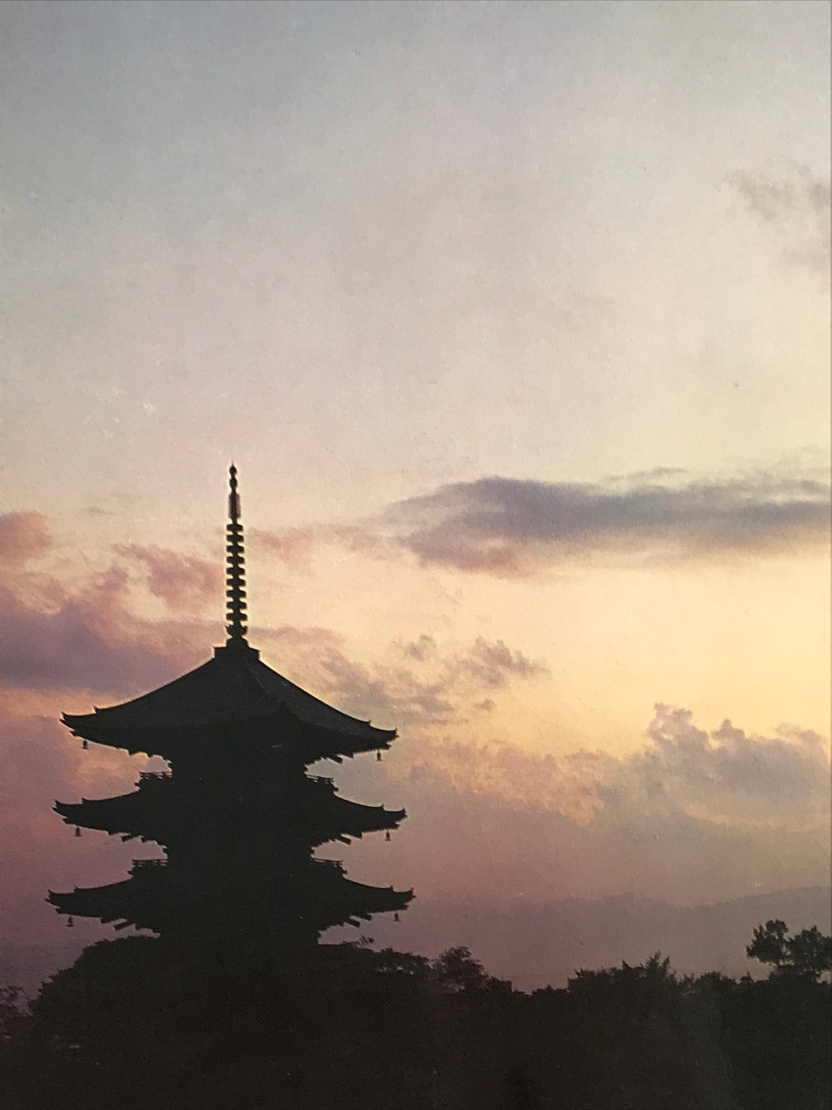 Japanese Large Postcard Toji Temple Vtg Kyoto Buddhist Sunset Pagoda Color PC212-AD - Photo-chidorivintage.com