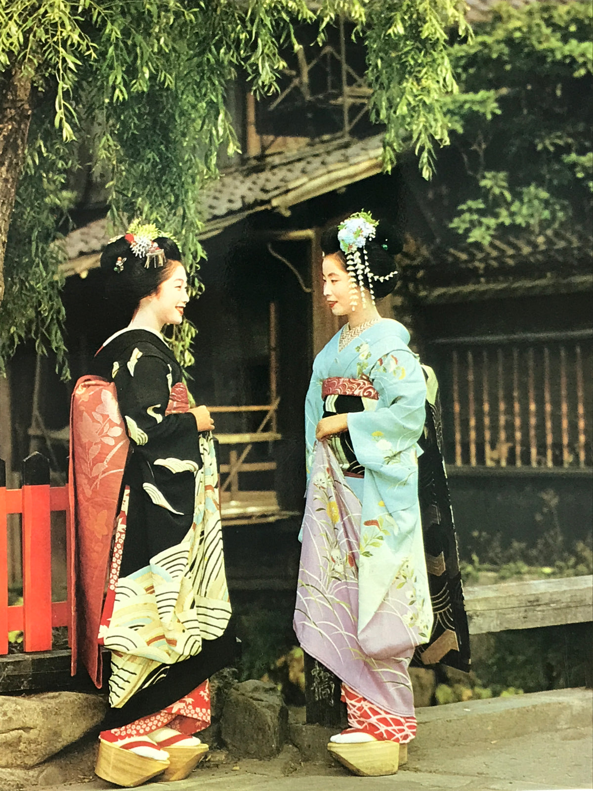 Japanese Large Postcard Maiko Girls Vtg Kyoto Geiko Geisha Kimono Color PC213-AD - Photo-chidorivintage.com