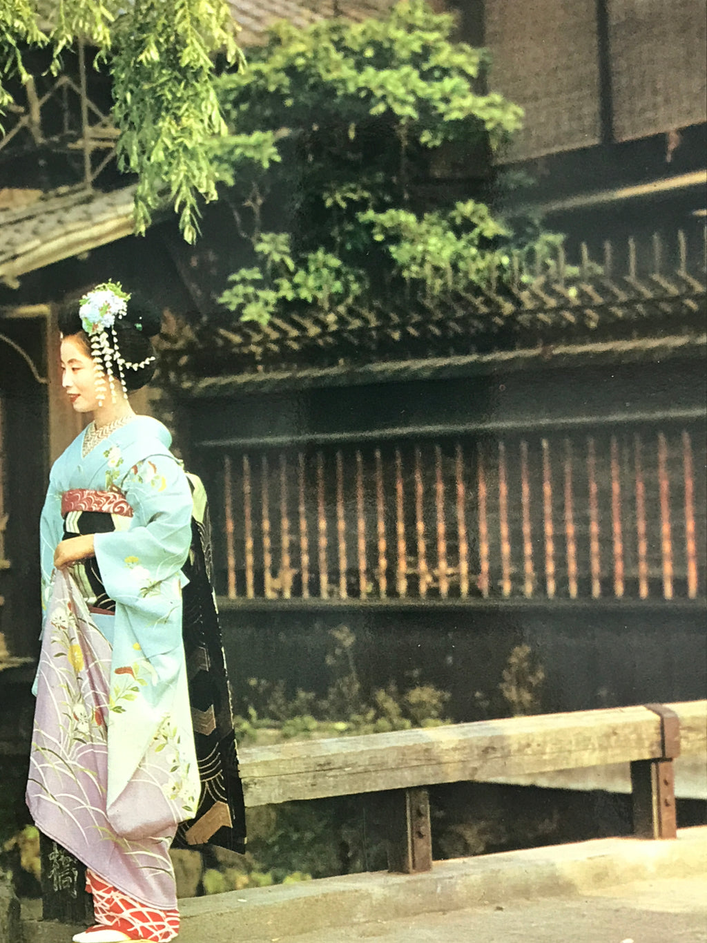 Japanese Large Postcard Maiko Girls Vtg Kyoto Geiko Geisha Kimono Color PC213-AD - Photo-chidorivintage.com