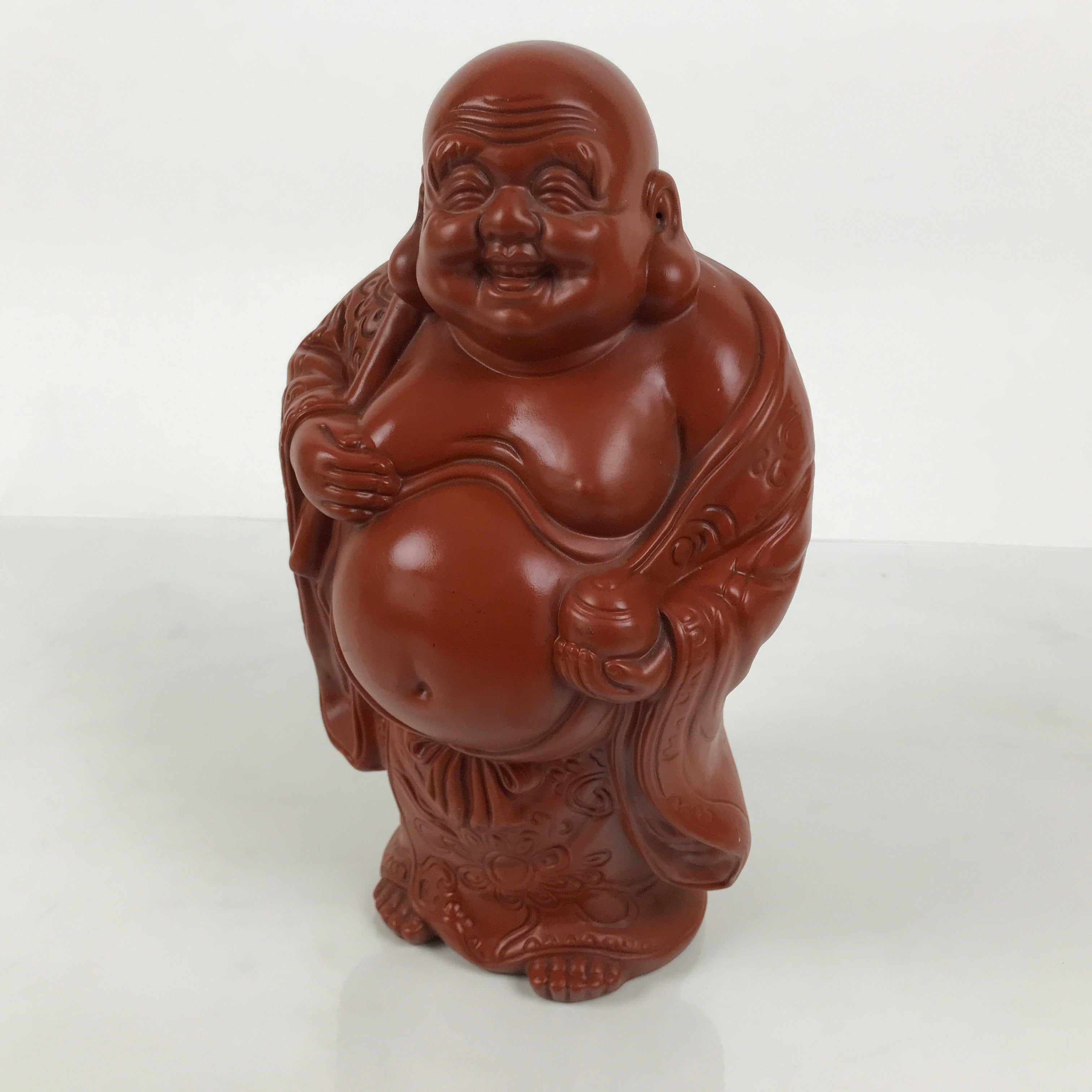Japanese Tokoname Ware Ceramic Hotei Statue Vtg 7 Lucky Gods Fortune Brown ST137-AD - Statue-chidorivintage.com