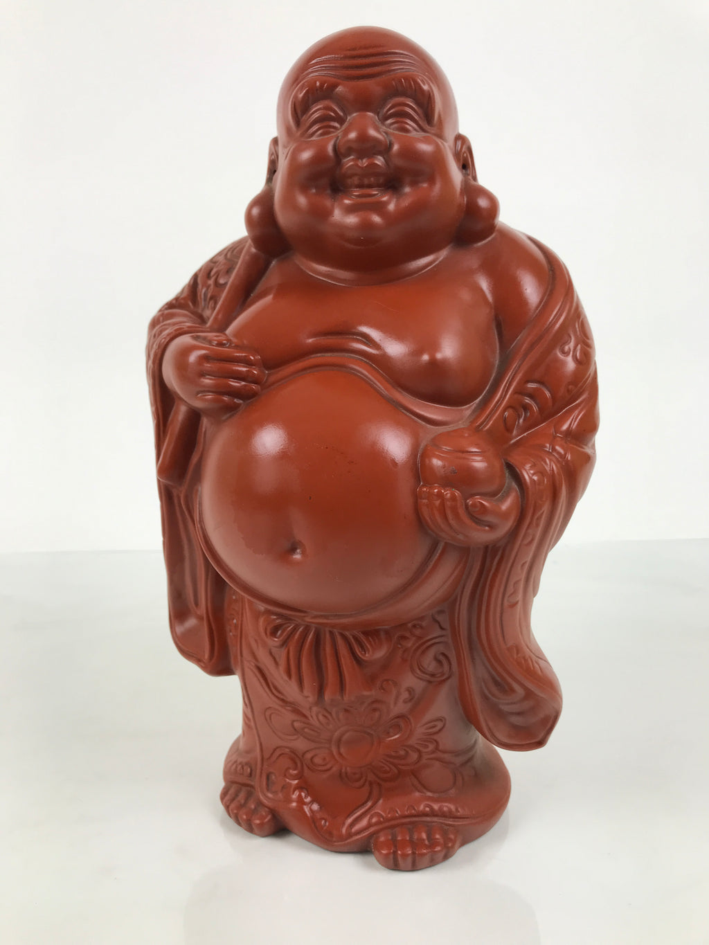 Japanese Tokoname Ware Ceramic Hotei Statue Vtg 7 Lucky Gods Fortune Brown ST137-AD - Statue-chidorivintage.com