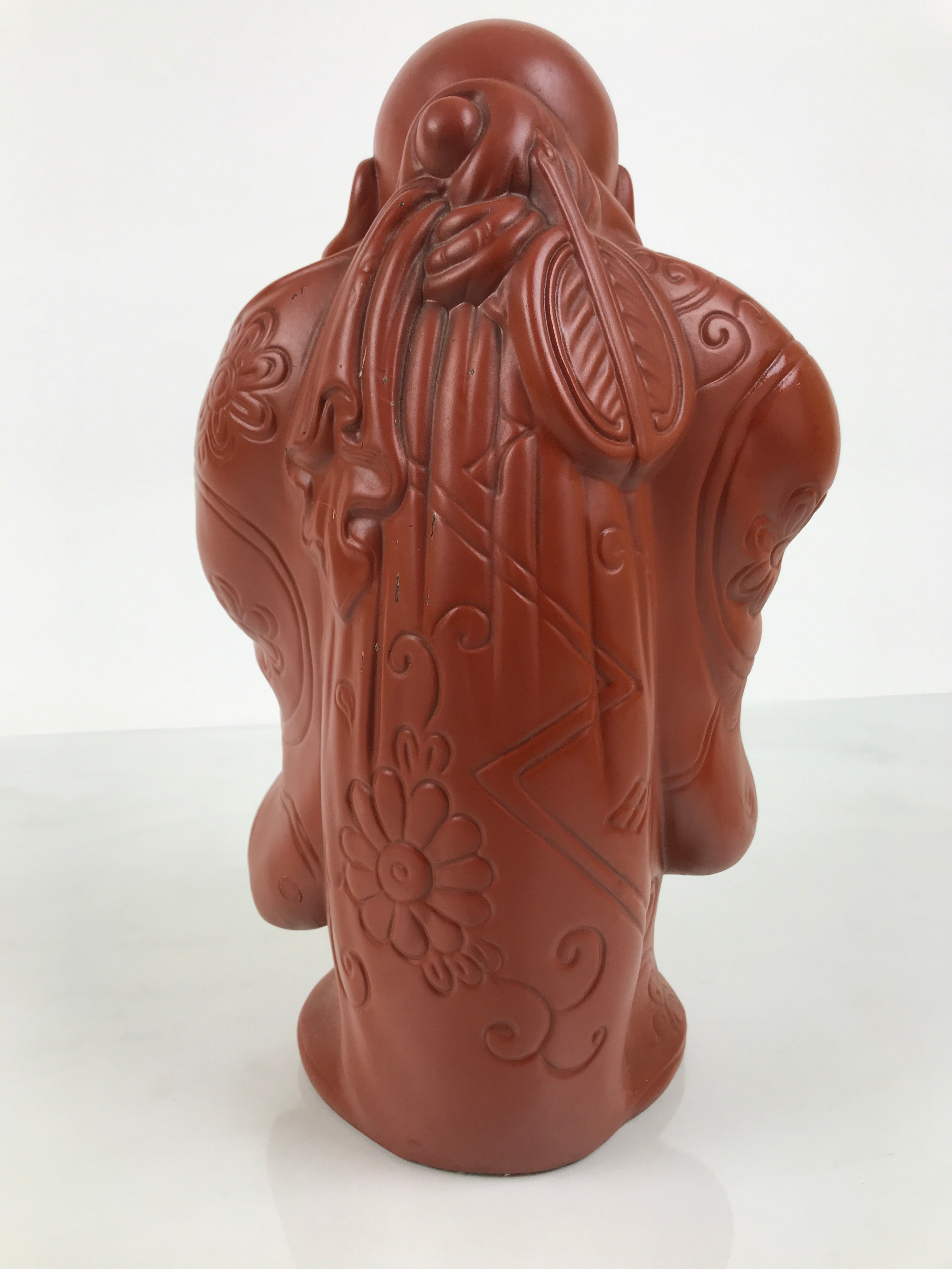 Japanese Tokoname Ware Ceramic Hotei Statue Vtg 7 Lucky Gods Fortune Brown ST137-AD - Statue-chidorivintage.com