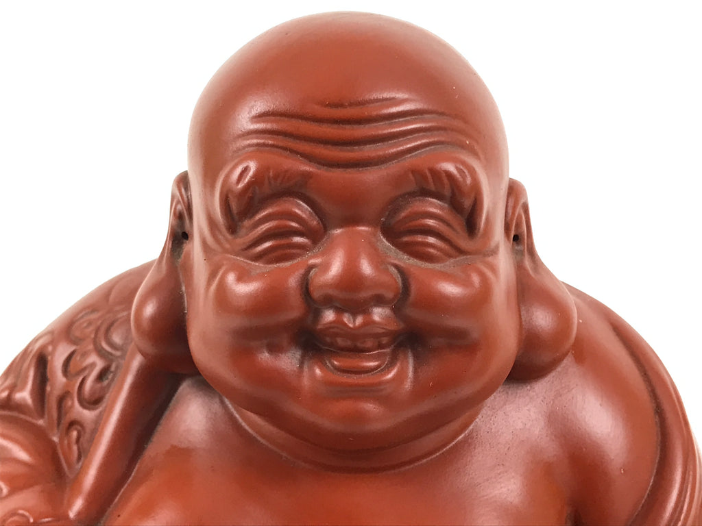 Japanese Tokoname Ware Ceramic Hotei Statue Vtg 7 Lucky Gods Fortune Brown ST137-AD - Statue-chidorivintage.com