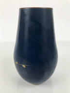 Japanese Ceramic Flower Vase Vtg Ikebana Kabin Dark Blue Floral Teardrop FK247-KT - Vase-chidorivintage.com