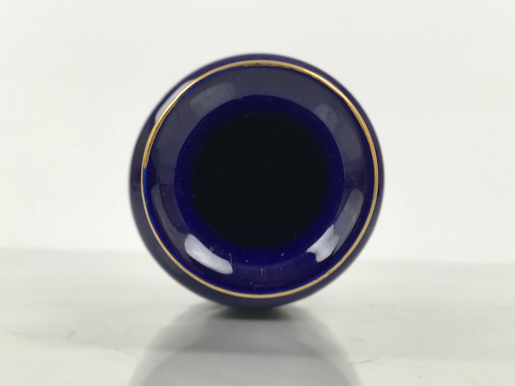 Japanese Porcelain Flower Vase Vtg Ikebana Kabin Bottle Blue Gold Floral FK248-KT - Vase-chidorivintage.com