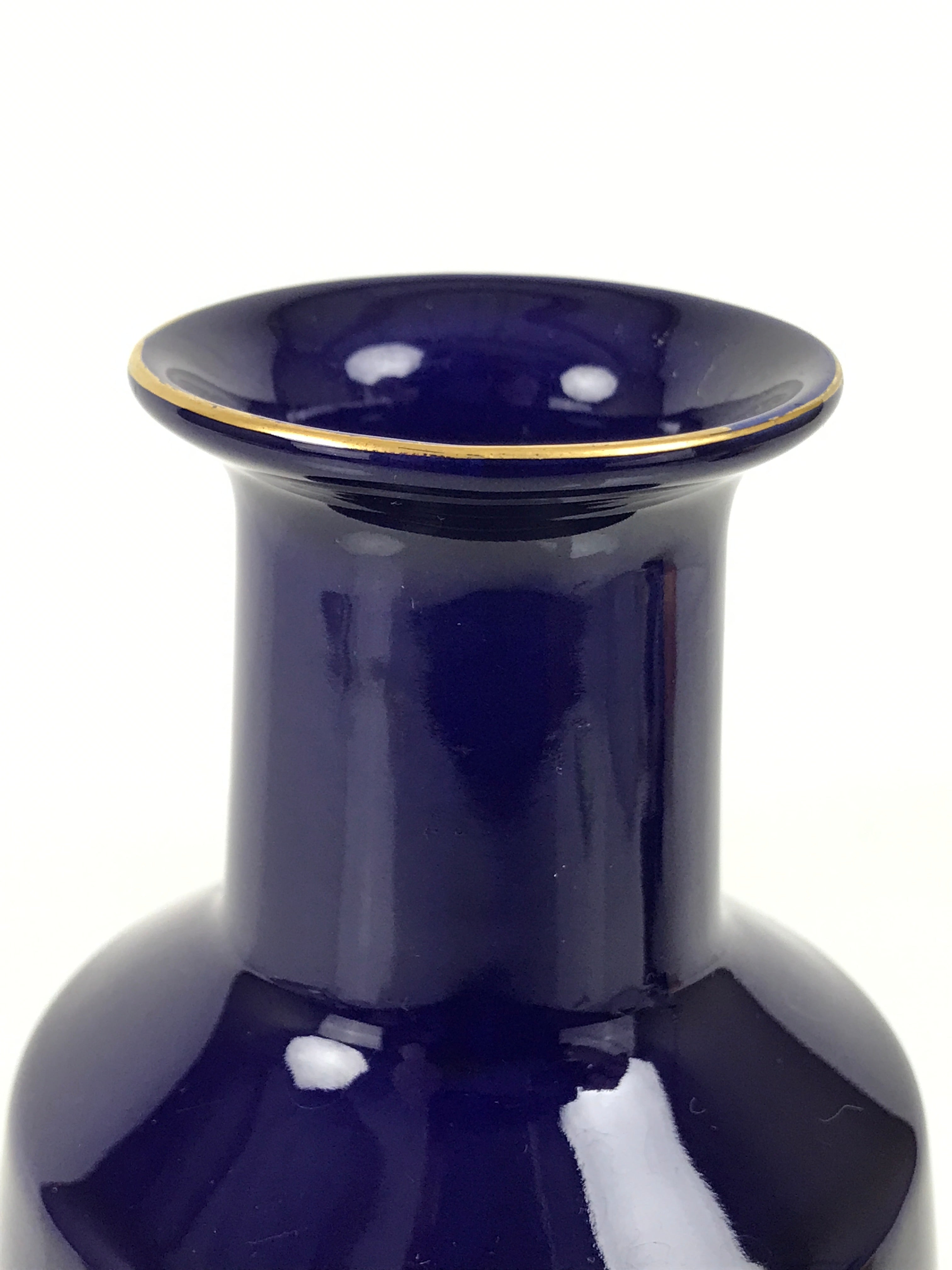 Japanese Porcelain Flower Vase Vtg Ikebana Kabin Bottle Blue Gold Floral FK248-KT - Vase-chidorivintage.com