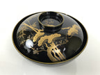 Japanese Lacquer Wood Lidded Bowl Owan Vtg Makie Black Gold Shochikubai LB197-KT - Bowl-chidorivintage.com