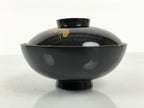 Japanese Lacquer Wood Lidded Bowl Owan Vtg Makie Black Gold Shochikubai LB197-KT - Bowl-chidorivintage.com