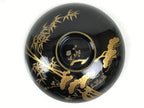Japanese Lacquer Wood Lidded Bowl Owan Vtg Makie Black Gold Shochikubai LB197-KT - Bowl-chidorivintage.com
