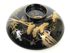 Japanese Lacquer Wood Lidded Bowl Owan Vtg Makie Black Gold Shochikubai LB197-KT - Bowl-chidorivintage.com