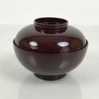 Japanese Lacquered Wooden Lidded Bowl Owan Vtg Simple Brown Wood Grain LB198-KT - Bowl-chidorivintage.com