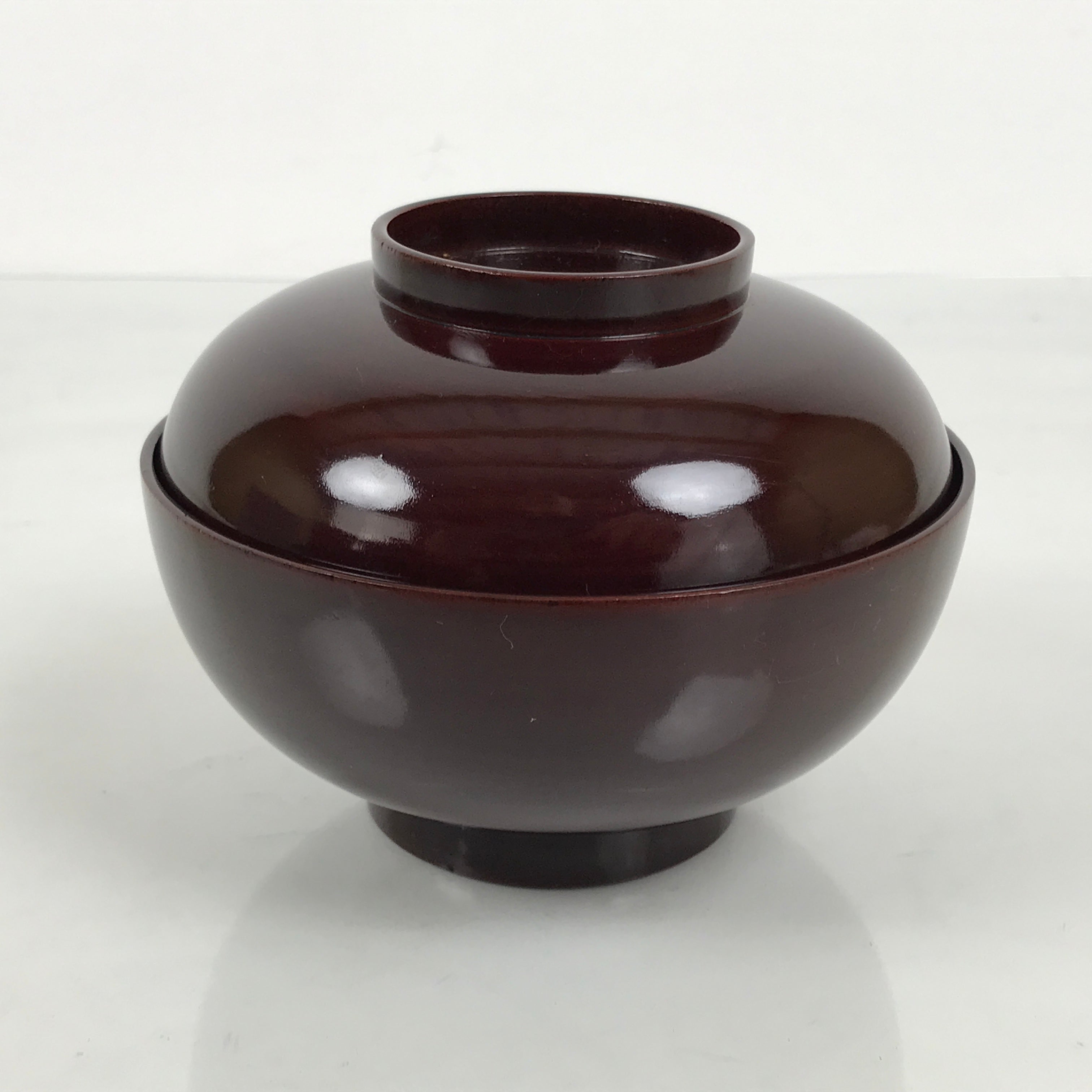 Japanese Lacquered Wooden Lidded Bowl Owan Vtg Simple Brown Wood Grain LB198-KT - Bowl-chidorivintage.com