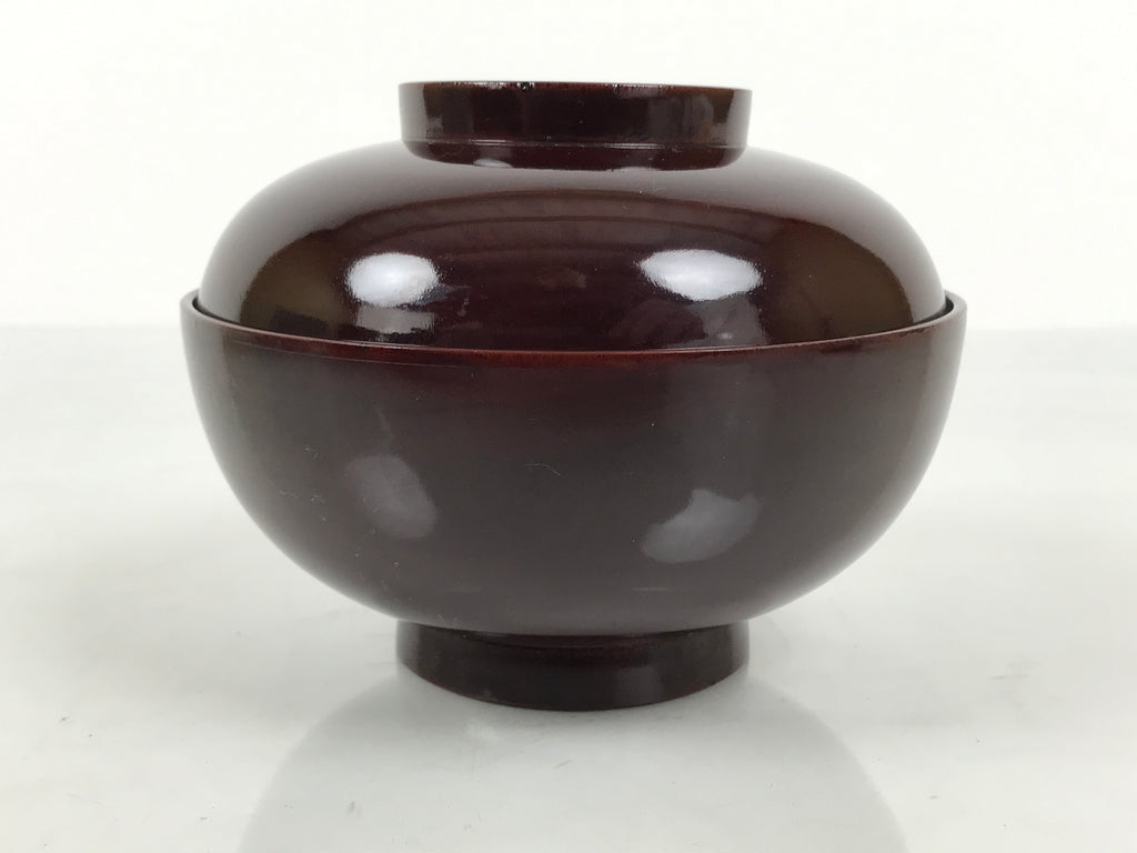 Japanese Lacquered Wooden Lidded Bowl Owan Vtg Simple Brown Wood Grain LB198-KT - Bowl-chidorivintage.com