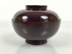 Japanese Lacquered Wooden Lidded Bowl Owan Vtg Simple Brown Wood Grain LB198-KT - Bowl-chidorivintage.com