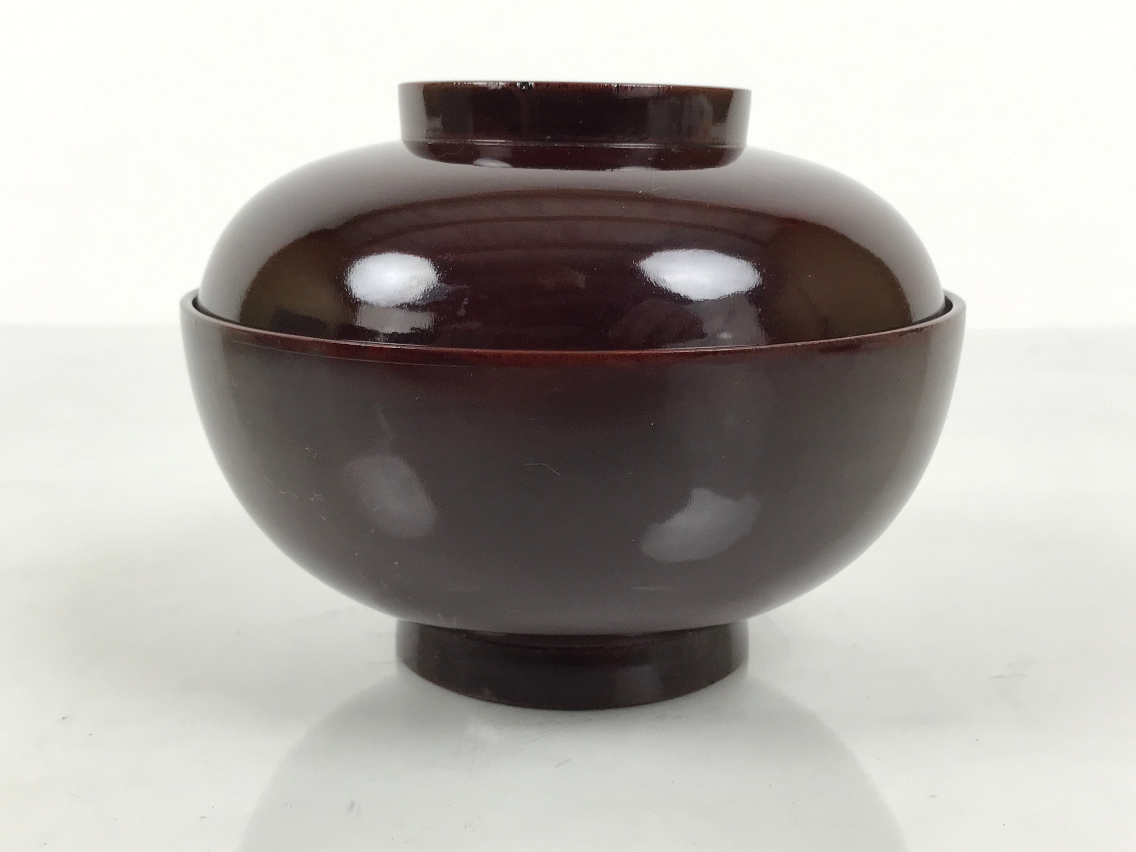 Japanese Lacquered Wooden Lidded Bowl Owan Vtg Simple Brown Wood Grain LB198-KT - Bowl-chidorivintage.com