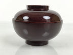 Japanese Lacquered Wooden Lidded Bowl Owan Vtg Simple Brown Wood Grain LB198-KT - Bowl-chidorivintage.com