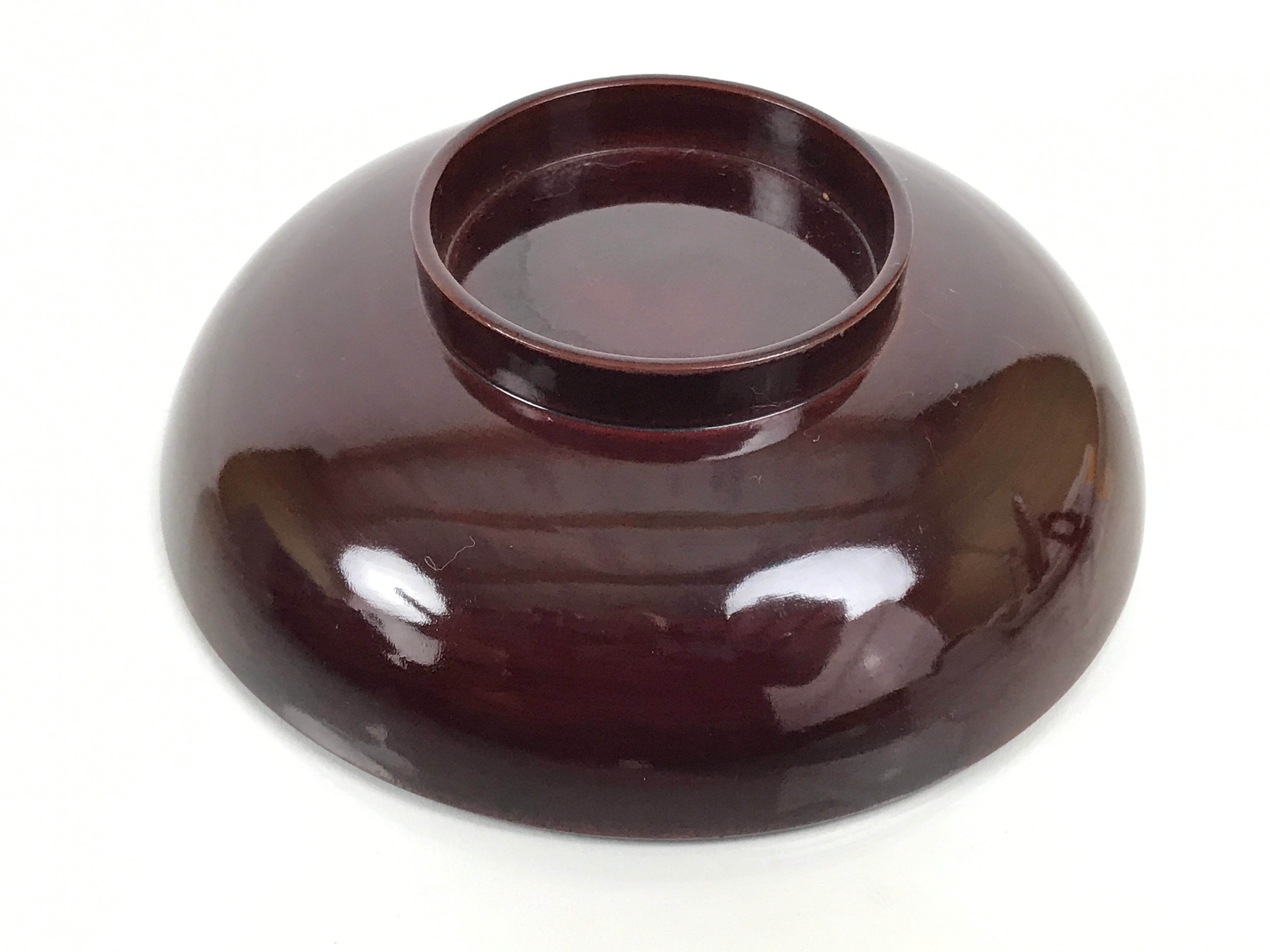 Japanese Lacquered Wooden Lidded Bowl Owan Vtg Simple Brown Wood Grain LB198-KT - Bowl-chidorivintage.com