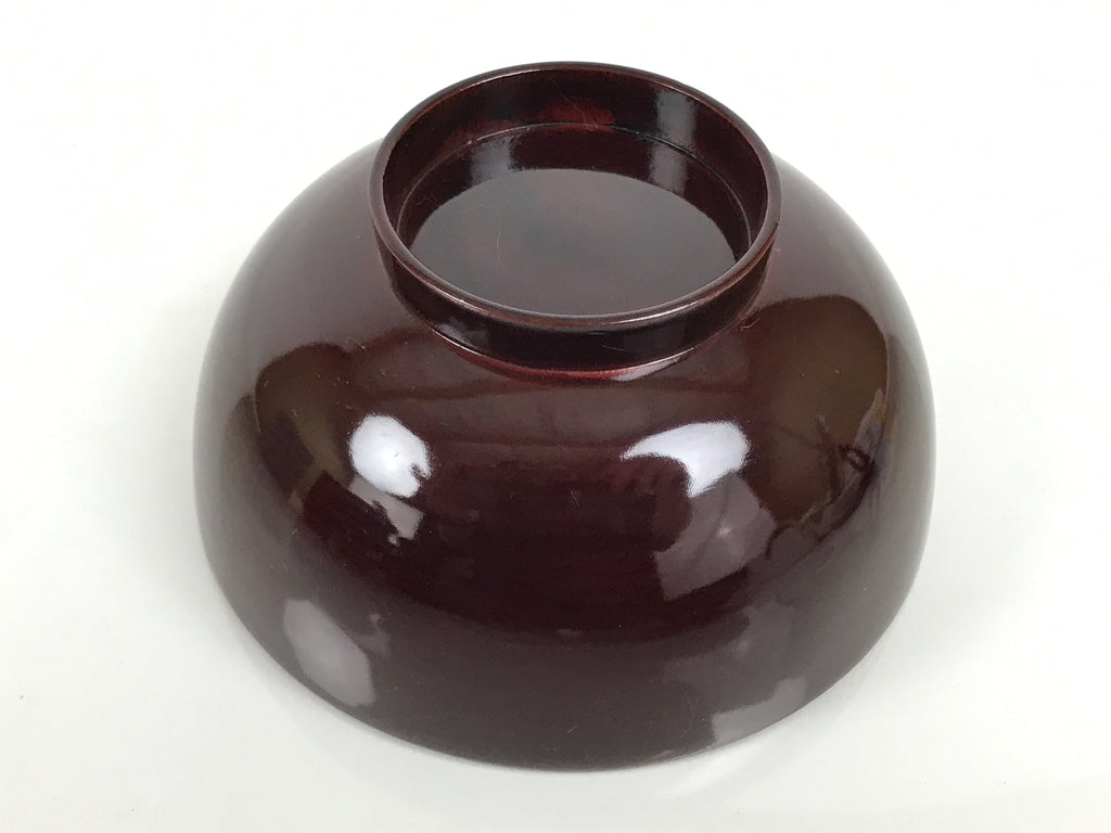 Japanese Lacquered Wooden Lidded Bowl Owan Vtg Simple Brown Wood Grain LB198-KT - Bowl-chidorivintage.com