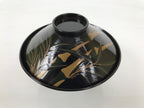 Japanese Lacquer Wood Lidded Bowl Owan Vtg Makie Black Gold Bamboo Plum LB194-KT - Bowl-chidorivintage.com