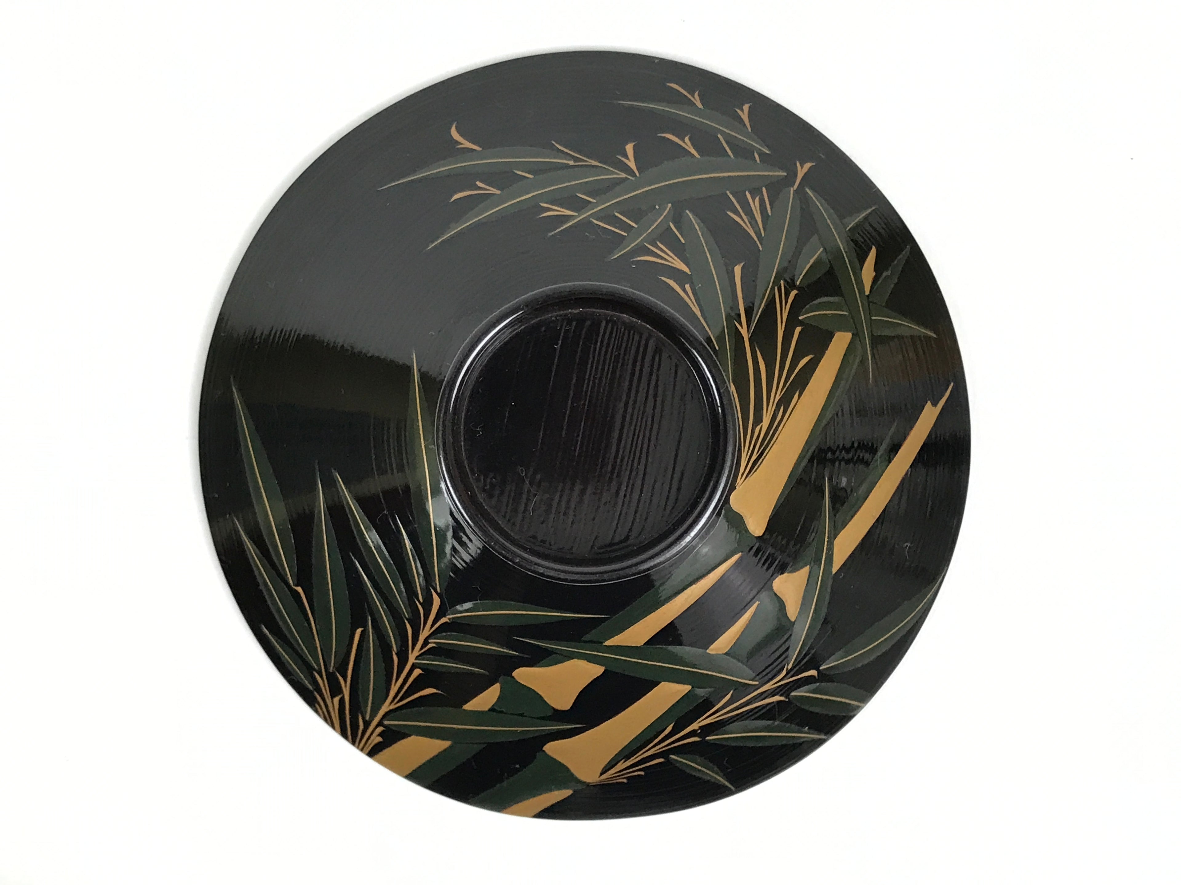 Japanese Lacquer Wood Lidded Bowl Owan Vtg Makie Black Gold Bamboo Plum LB194-KT - Bowl-chidorivintage.com