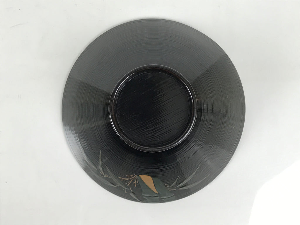 Japanese Lacquer Wood Lidded Bowl Owan Vtg Makie Black Gold Bamboo Plum LB194-KT - Bowl-chidorivintage.com