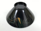Japanese Lacquer Wood Lidded Bowl Owan Vtg Makie Black Gold Bamboo Plum LB194-KT - Bowl-chidorivintage.com
