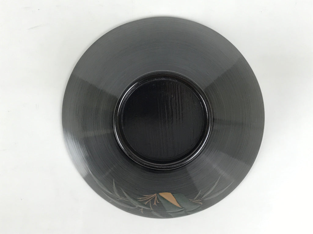 Japanese Lacquer Wood Lidded Bowl Owan Vtg Makie Black Gold Bamboo Plum LB195-KT - Bowl-chidorivintage.com