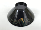 Japanese Lacquer Wood Lidded Bowl Owan Vtg Makie Black Gold Bamboo Plum LB195-KT - Bowl-chidorivintage.com