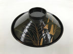 Japanese Lacquer Wood Lidded Bowl Owan Vtg Makie Black Gold Bamboo Plum LB196-KT - Bowl-chidorivintage.com