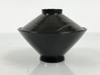 Japanese Lacquer Wood Lidded Bowl Owan Vtg Makie Black Gold Bamboo Plum LB196-KT - Bowl-chidorivintage.com