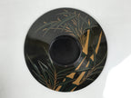 Japanese Lacquer Wood Lidded Bowl Owan Vtg Makie Black Gold Bamboo Plum LB196-KT - Bowl-chidorivintage.com