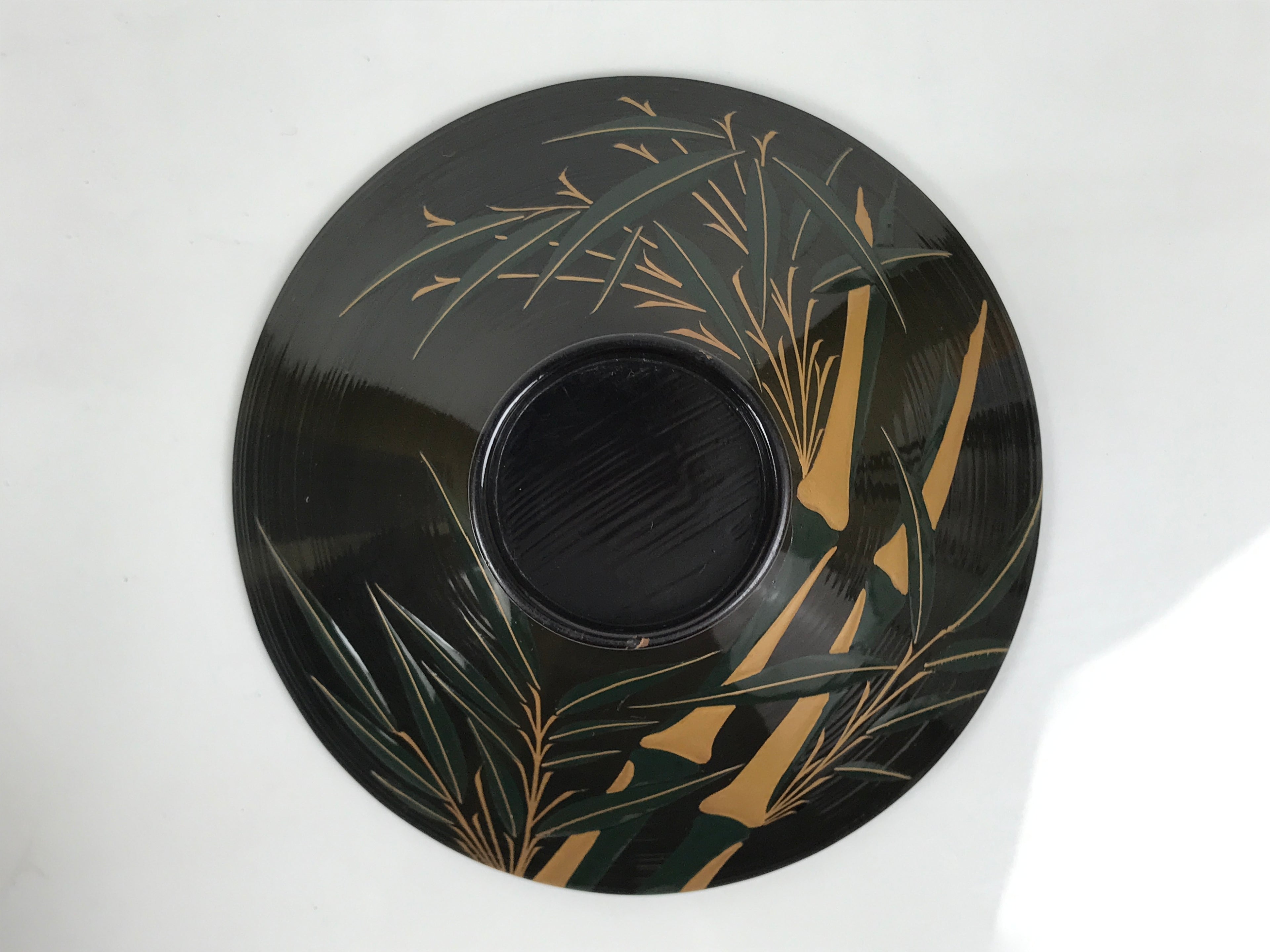 Japanese Lacquer Wood Lidded Bowl Owan Vtg Makie Black Gold Bamboo Plum LB196-KT - Bowl-chidorivintage.com