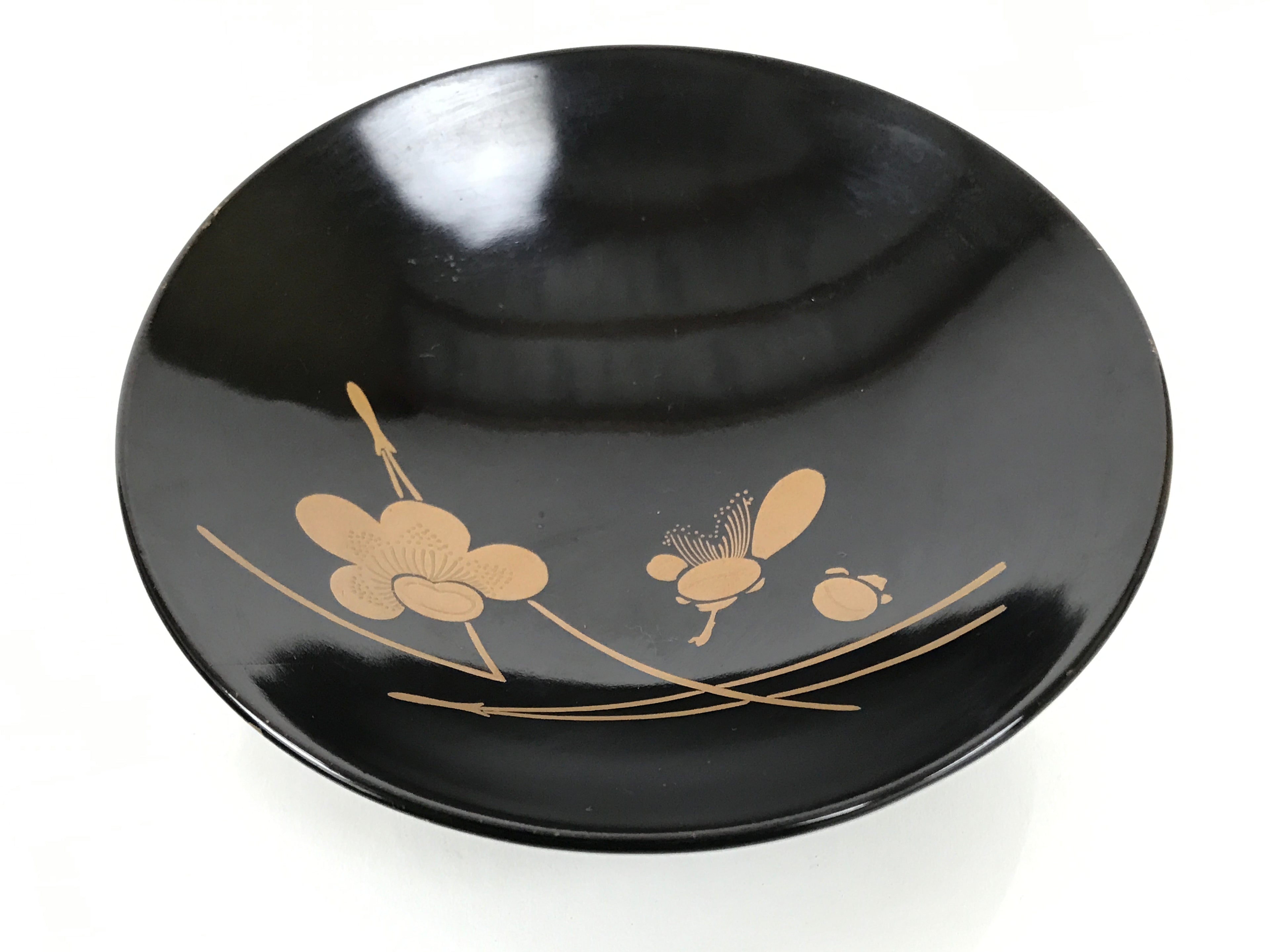Japanese Lacquer Wood Lidded Bowl Owan Vtg Makie Black Gold Bamboo Plum LB196-KT - Bowl-chidorivintage.com