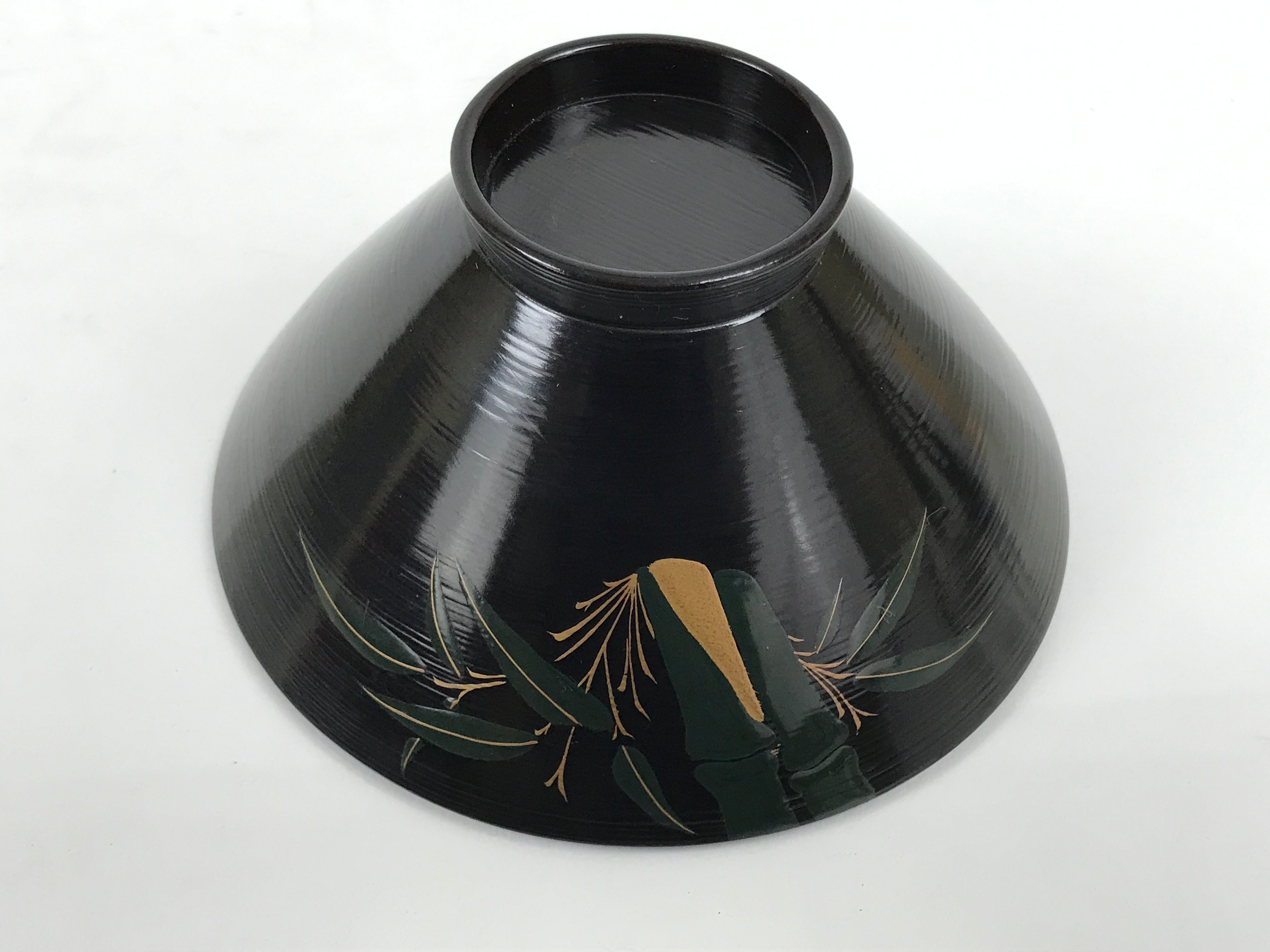 Japanese Lacquer Wood Lidded Bowl Owan Vtg Makie Black Gold Bamboo Plum LB196-KT - Bowl-chidorivintage.com