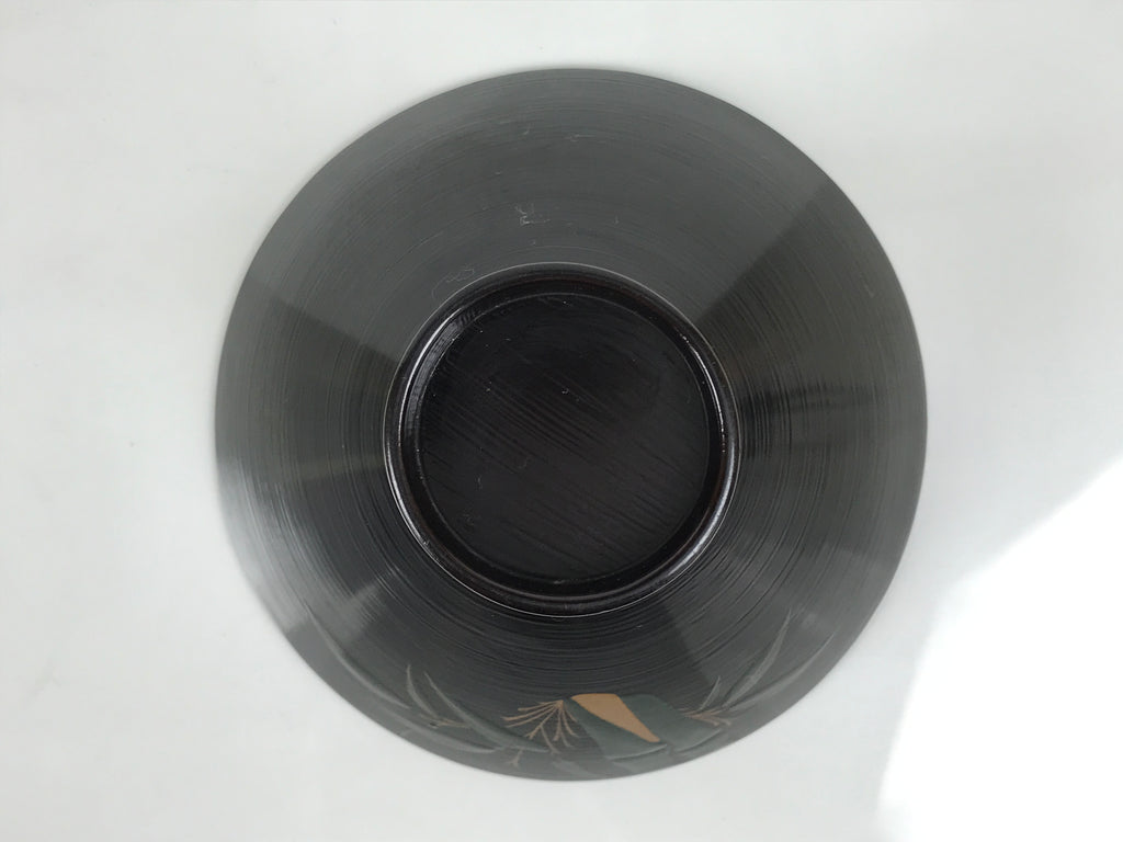 Japanese Lacquer Wood Lidded Bowl Owan Vtg Makie Black Gold Bamboo Plum LB196-KT - Bowl-chidorivintage.com