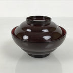 Japanese Lacquered Wooden Lidded Bowl Soup Owan Vtg Simple Brown Red LB199-KT - Bowl-chidorivintage.com