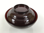 Japanese Lacquered Wooden Lidded Bowl Soup Owan Vtg Simple Brown Red LB199-KT - Bowl-chidorivintage.com