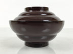 Japanese Lacquered Wooden Lidded Bowl Soup Owan Vtg Simple Brown Red LB199-KT - Bowl-chidorivintage.com