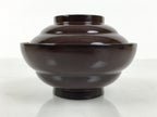 Japanese Lacquered Wooden Lidded Bowl Soup Owan Vtg Simple Brown Red LB199-KT - Bowl-chidorivintage.com