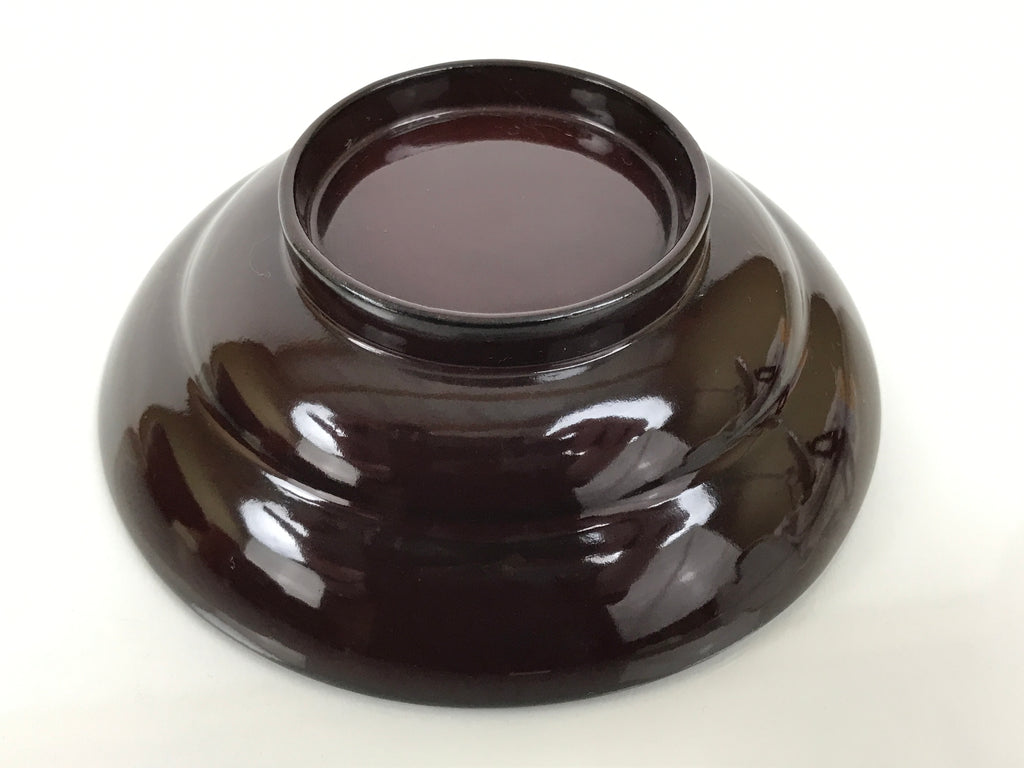 Japanese Lacquered Wooden Lidded Bowl Soup Owan Vtg Simple Brown Red LB199-KT - Bowl-chidorivintage.com