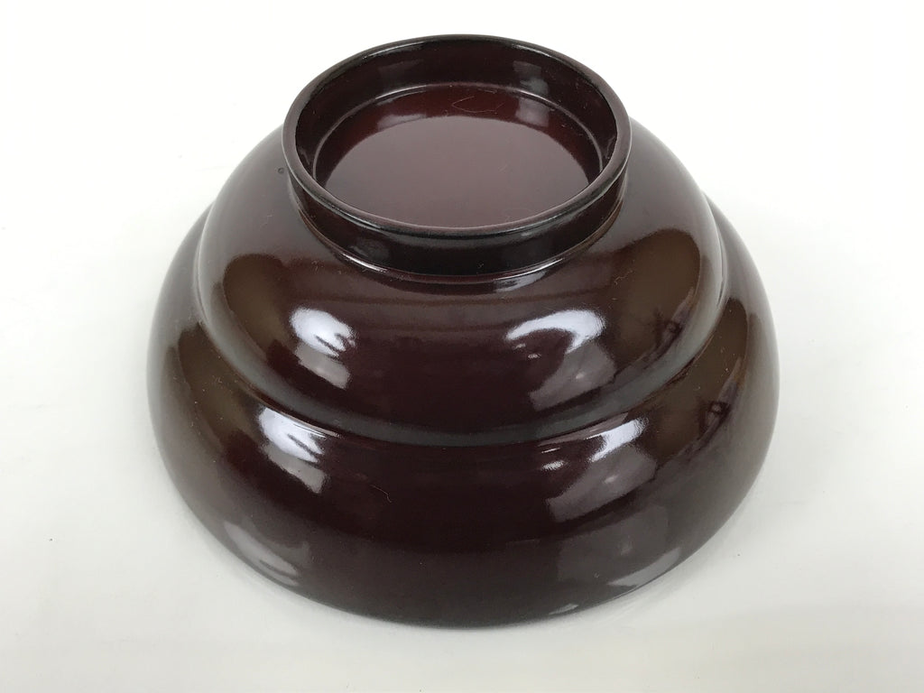 Japanese Lacquered Wooden Lidded Bowl Soup Owan Vtg Simple Brown Red LB199-KT - Bowl-chidorivintage.com