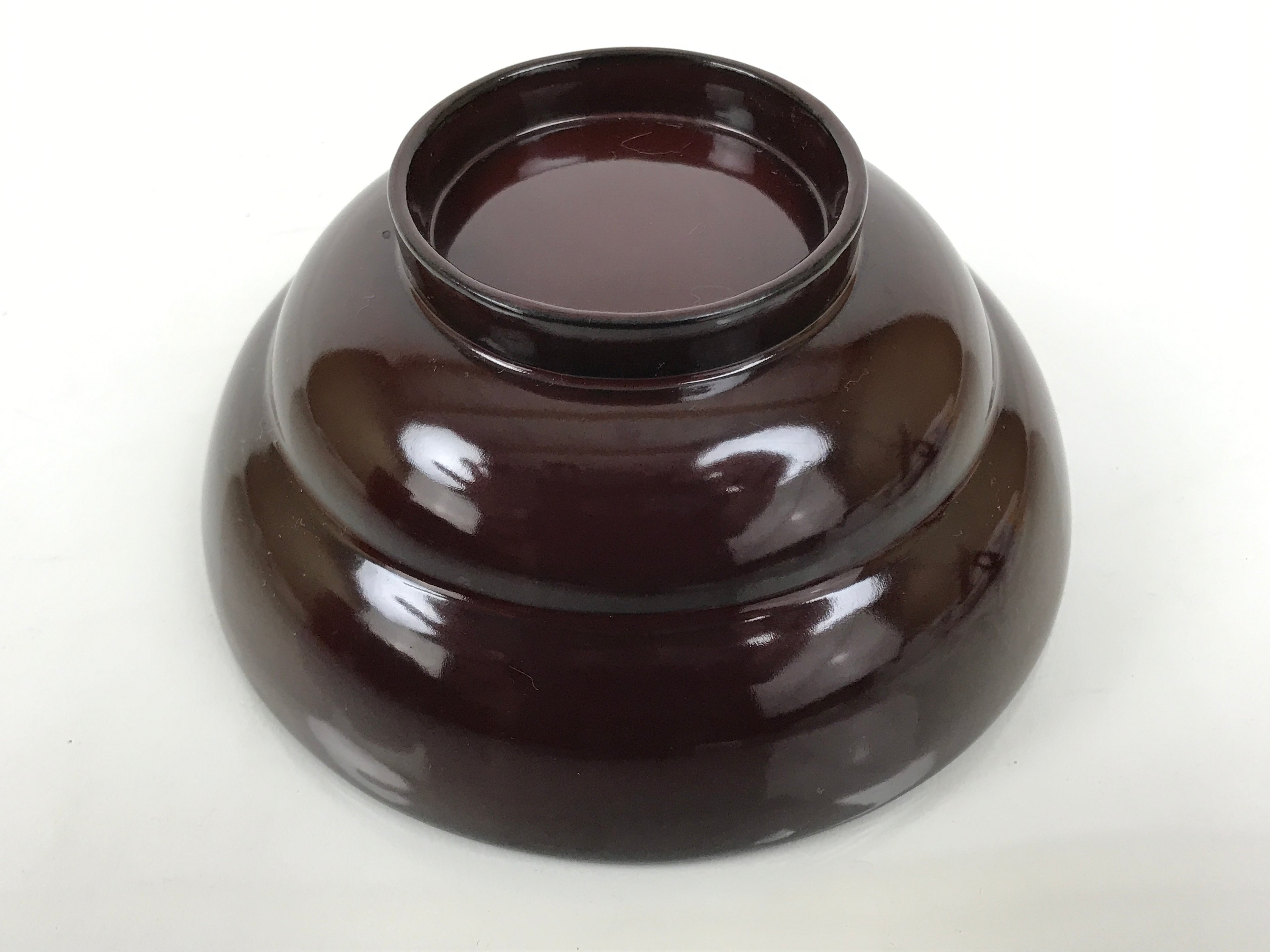 Japanese Lacquered Wooden Lidded Bowl Soup Owan Vtg Simple Brown Red LB199-KT - Bowl-chidorivintage.com