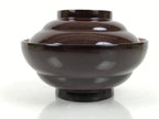 Japanese Lacquered Wooden Lidded Bowl Soup Owan Vtg Simple Brown Red LB200-KT - Bowl-chidorivintage.com