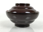 Japanese Lacquered Wooden Lidded Bowl Soup Owan Vtg Simple Brown Red LB200-KT - Bowl-chidorivintage.com
