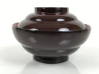 Japanese Lacquered Wooden Lidded Bowl Soup Owan Vtg Simple Brown Red LB200-KT - Bowl-chidorivintage.com