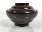 Japanese Lacquered Wooden Lidded Bowl Soup Owan Vtg Simple Brown Red LB200-KT - Bowl-chidorivintage.com
