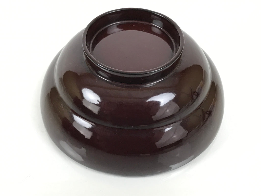 Japanese Lacquered Wooden Lidded Bowl Soup Owan Vtg Simple Brown Red LB200-KT - Bowl-chidorivintage.com
