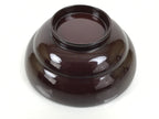 Japanese Lacquered Wooden Lidded Bowl Soup Owan Vtg Simple Brown Red LB200-KT - Bowl-chidorivintage.com